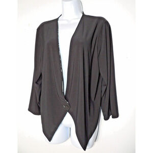 Nikki Poulous 1X Cropped Cardigan Reversible Black Abstract Shawl Cover Up